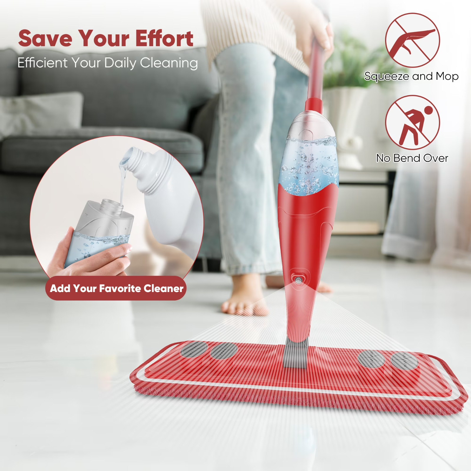 Microfiber Spray Mop for Floors Cleaning Wet Dry Floor Mops for Hardwood