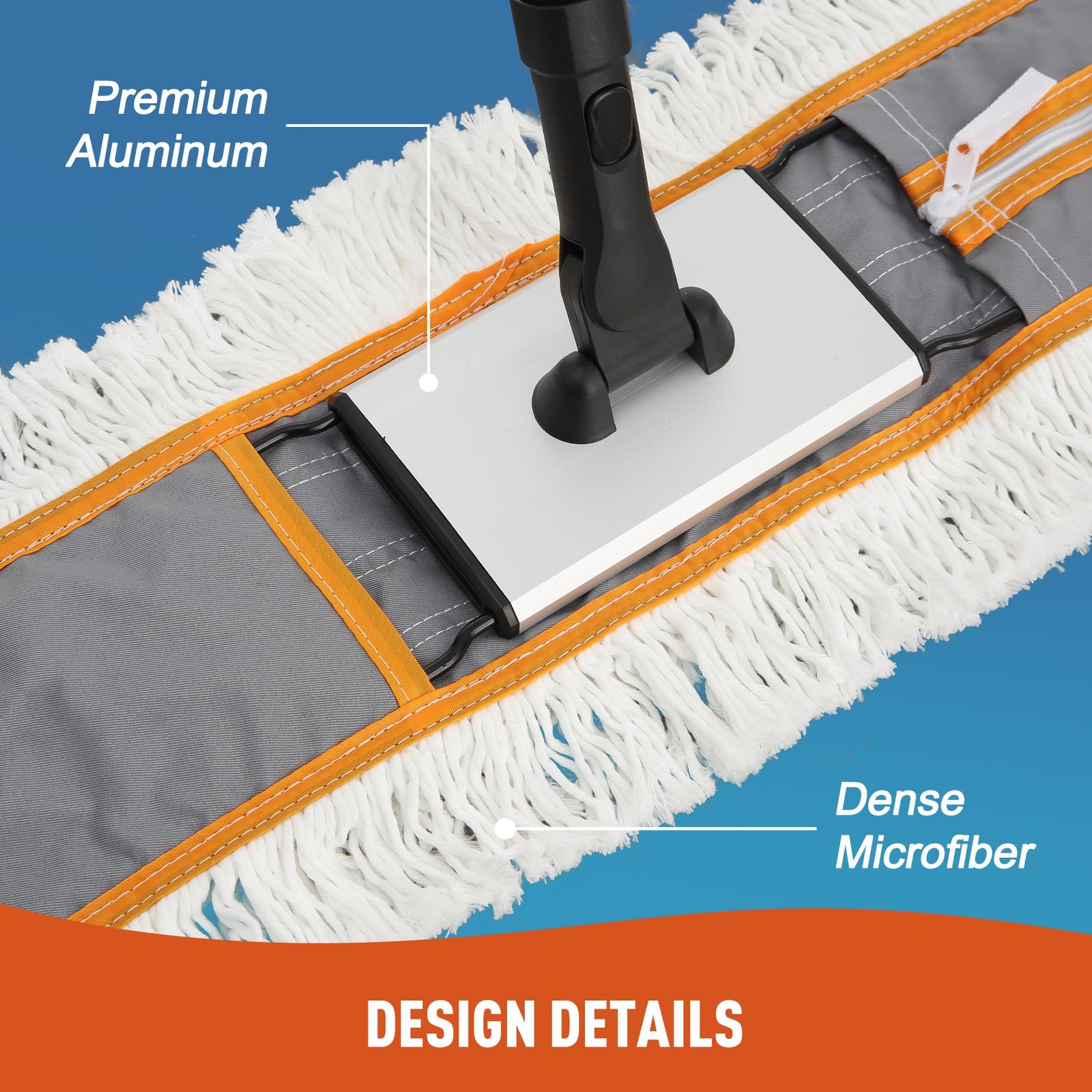 24″ Commercial Dust Mop for Floor Cleaning, Heavy Duty Sweeper Broom with 2 Micr