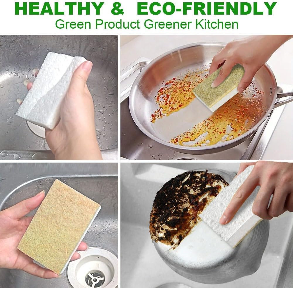 Natural Kitchen Sponge Compostable Kitchen Sponges Cellulose and Coconut Scrubbe
