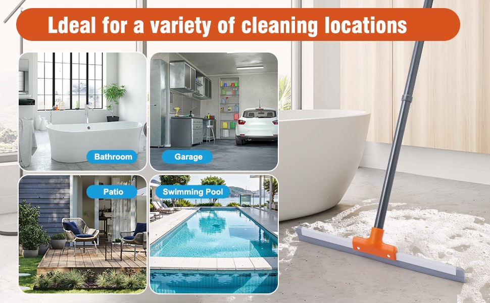 Rubber Floor Squeegee for Concrete Floor, Tile Floor, Metal Aluminium Heavy Duty