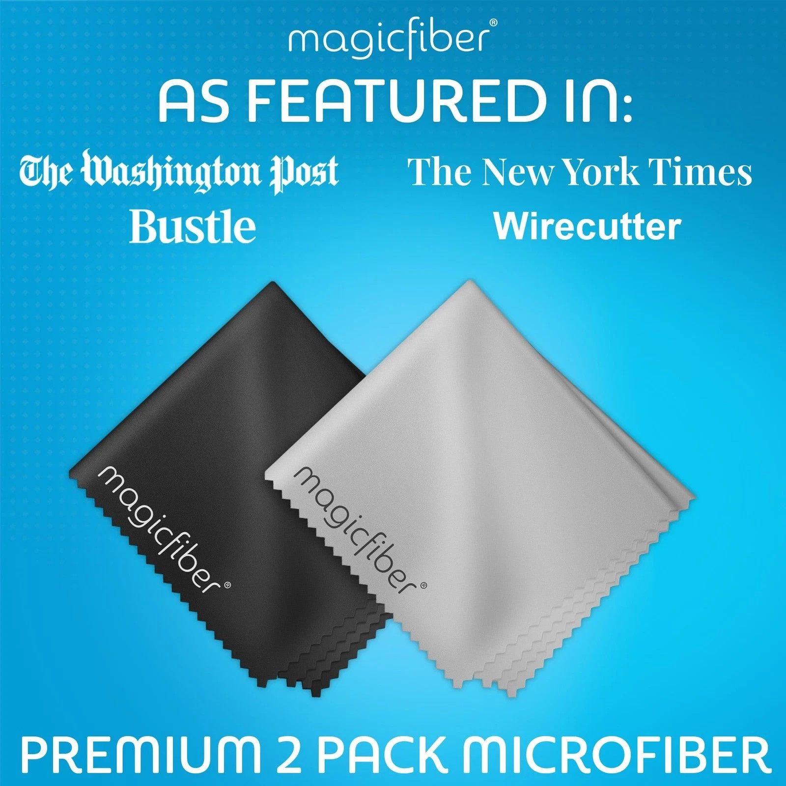 MagiicFiber 2 Pack High Density Microfiber Cleaning Cloths for Glass Screens