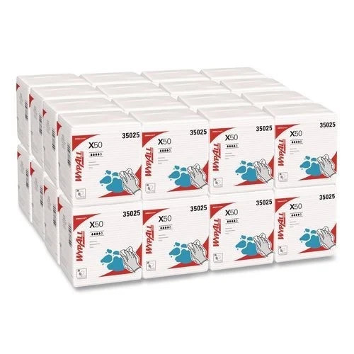 WypAll X50 Cloths, 1/4 Fold, 12.5 x 10, White, 26/Pack, 32 Packs/Carton