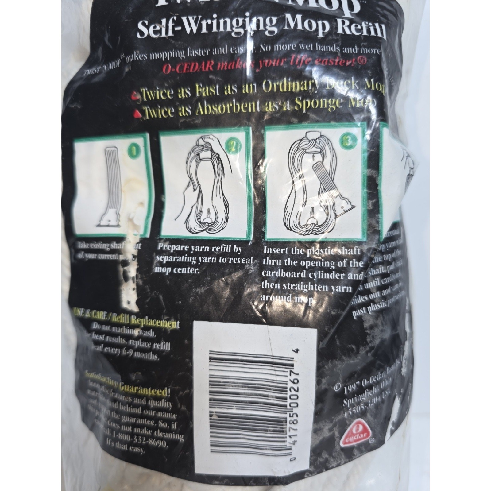 O Cedar Twist N Mop plus Refill Replacement Cotton Twist Mop New Sealed White
