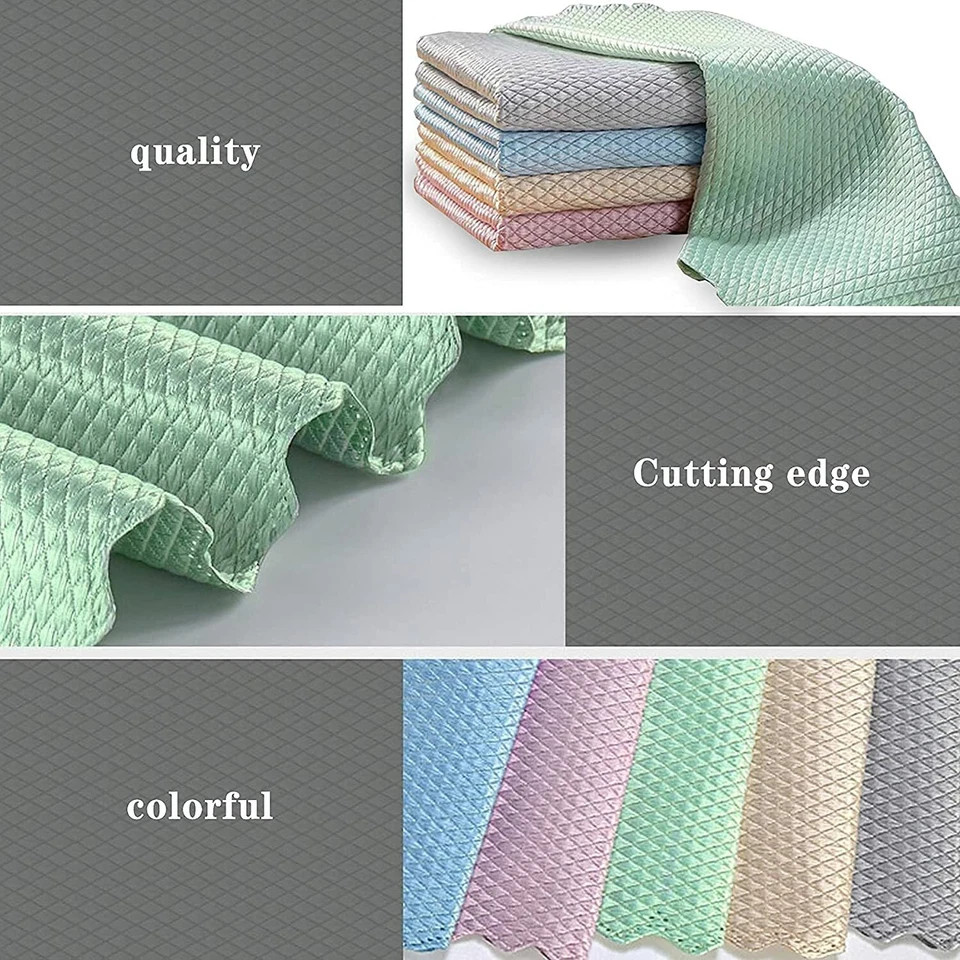 10x Fish Scale Streak Free Magic Glass Window Microfiber Cleaning Cloth Cleaner