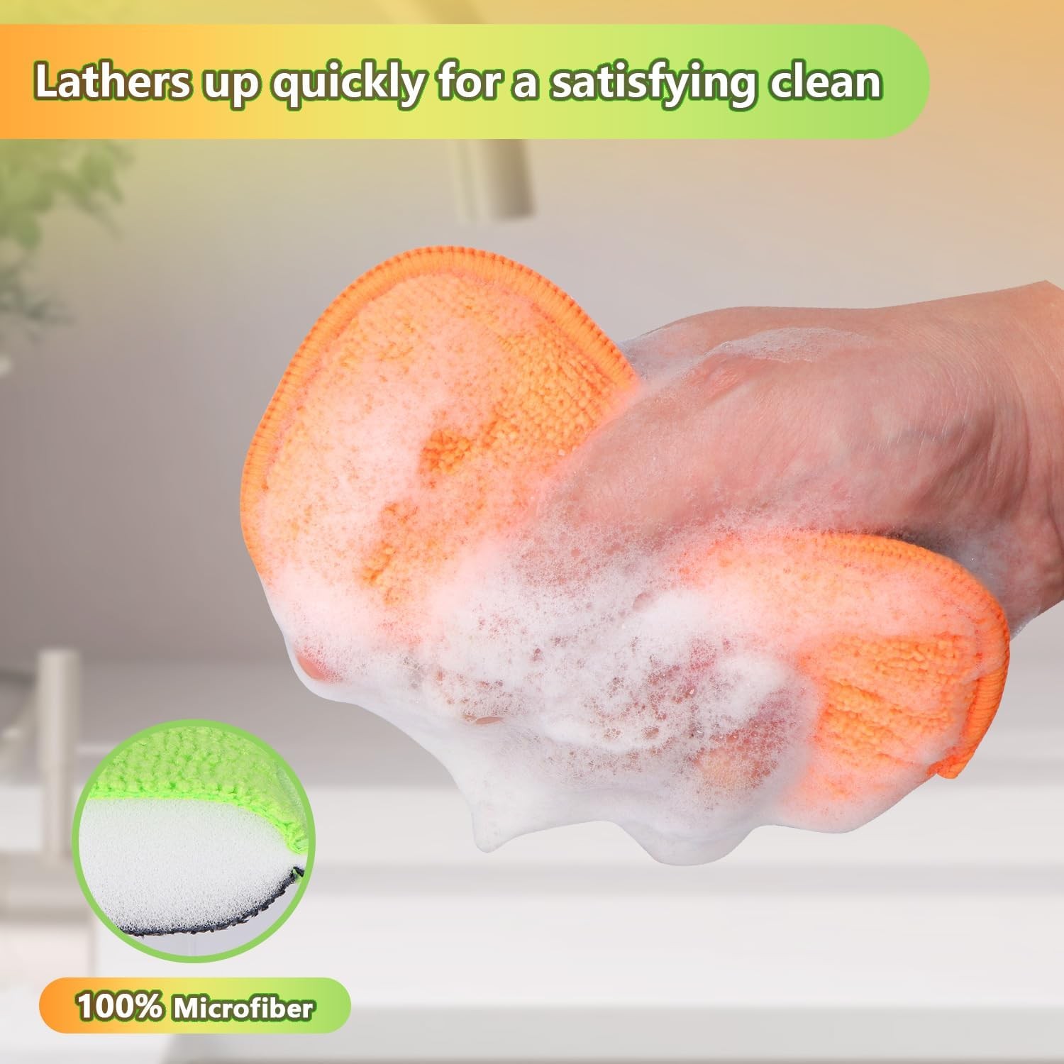 12Pack Dish Sponges Kitchen, Non-Scratch Microfiber Sponges for Cleaning,