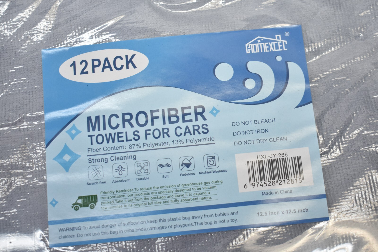 Lot of 48 Homexcel Gray Microfiber Cleaning Cloth Towels 12/Pack 12.5″ x 12.5″