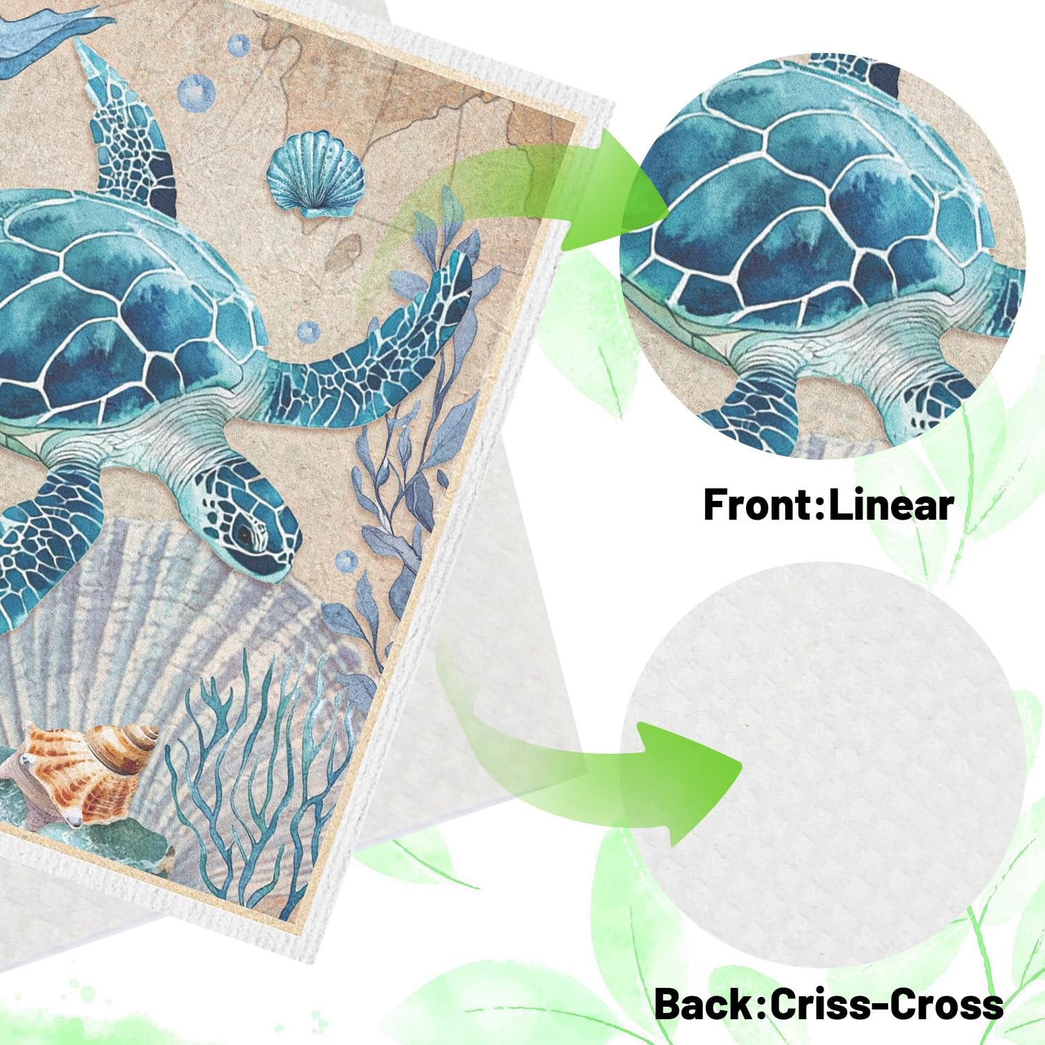 Sea Animals Swedish Dishcloths Reusable Absorbent Fast Drying Sponge Towel