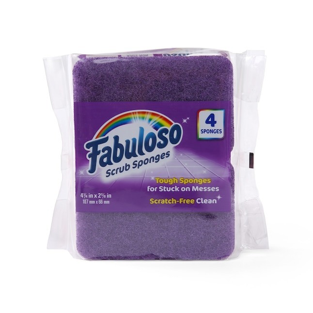 Fabuloso Sponges Purple 4CT Cellulose Sponge with scouring pad 4 -Pack