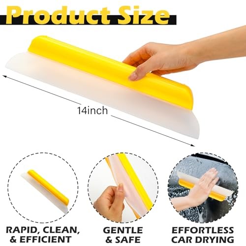 Pack 14 Inch Car Drying Squeegee Longer Silicone Water Squeegee Window 2 Yellow