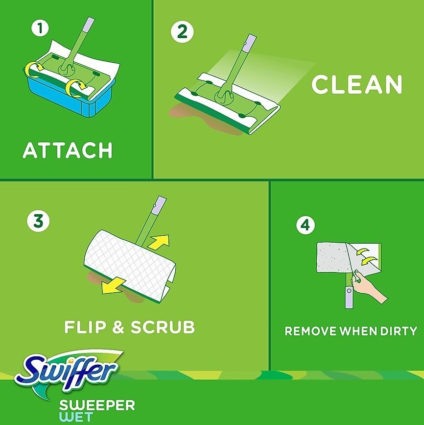 Swiffer Sweeper Wet Multi Surface Mop Pads Open-Window Fresh Scent – 24 Per Box