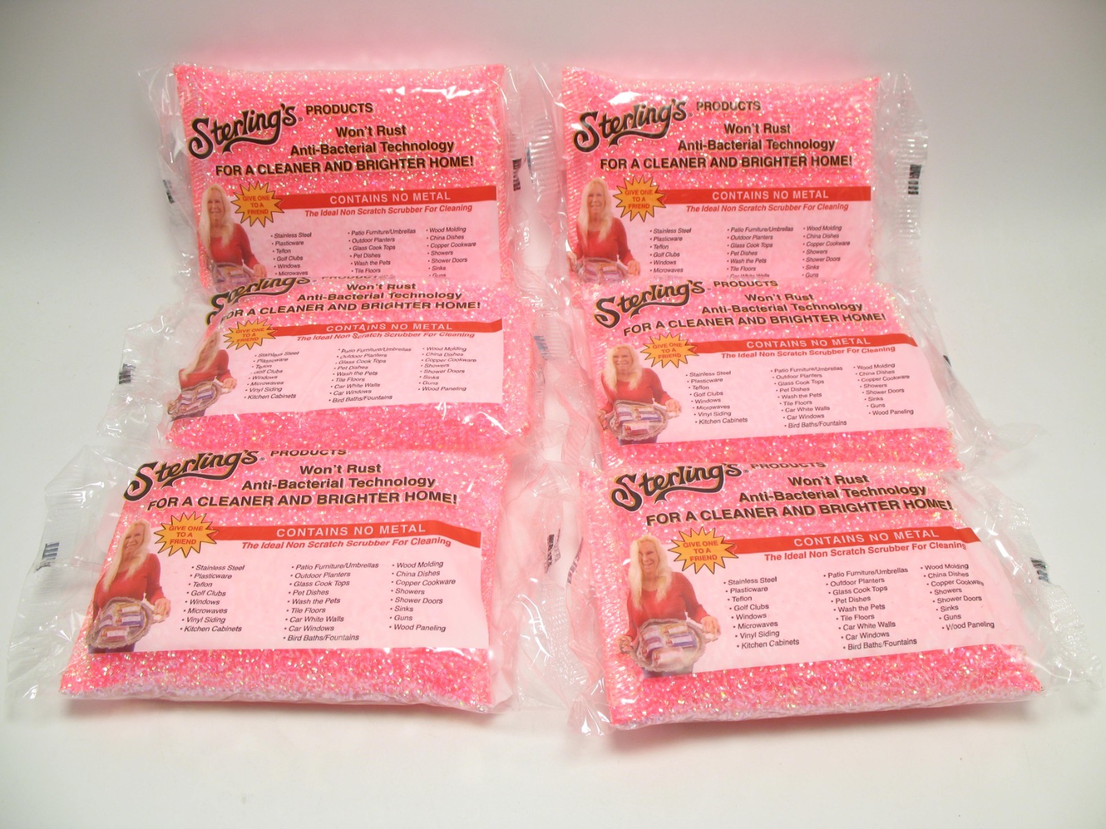 Lot of 6 Sterling’s PINK Sponges Scrubbers Scrub Pad – Won’t Rust Anti-Bacterial