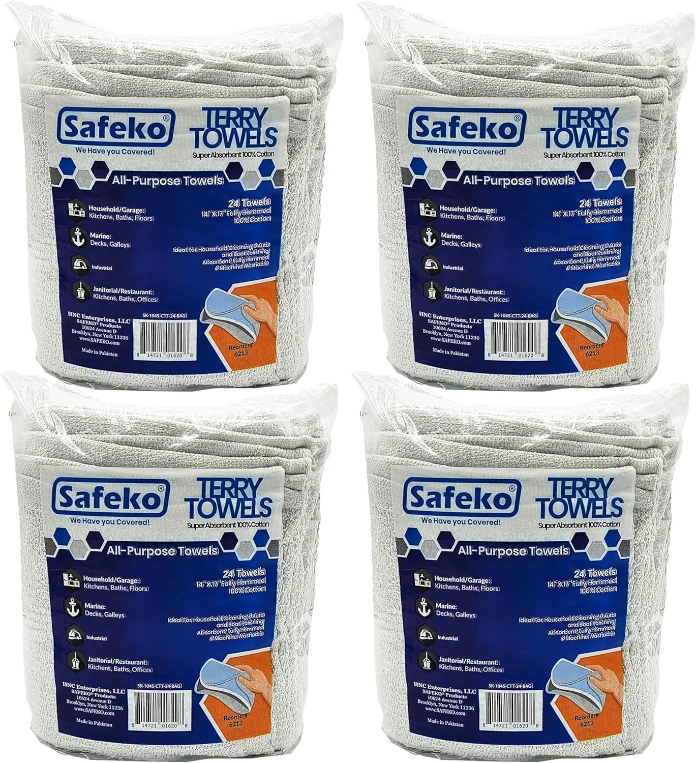 Cotton Terry Towels – 100% Cotton, 14” x 17”, Super Absorbent & Machine Washable
