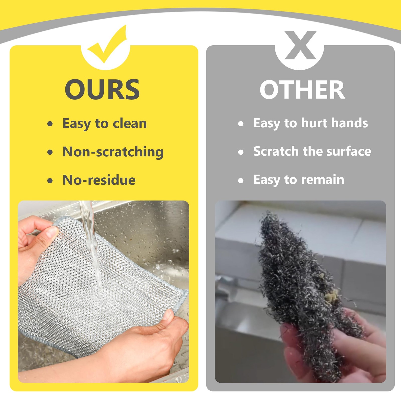 Double-Layer Multipurpose Wire Dishwashing Rag, Non Scratch Wire Dishcloth, S…