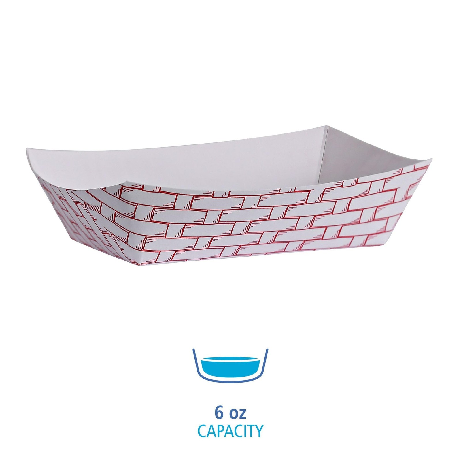Boardwalk 30LAG040 Paper Food Baskets, 6 oz Capacity, Red/White (Case of 1000)