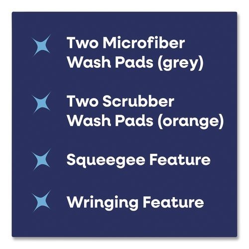 TidyUps 4-in-1 Squeegee Mop, 4.5 x 14.5 Microfiber Heads, 53″ Handle