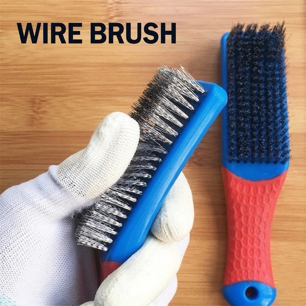 Heavy Duty Stainless Steel Wire Brush Rust Paint Cleaning Scrub Tool Handle