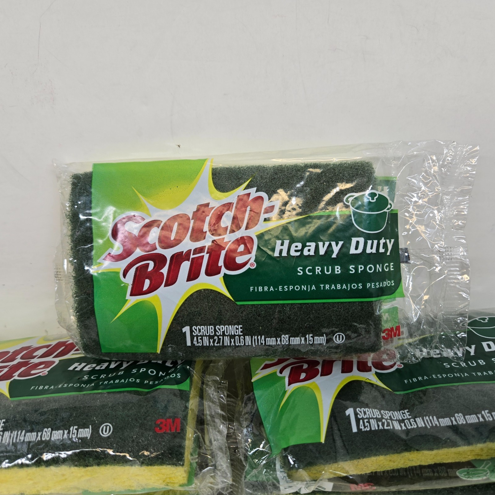 Scotch-Brite Heavy Duty Scrub Sponge Lot of 25 Green 4.5 in x 2.7 in