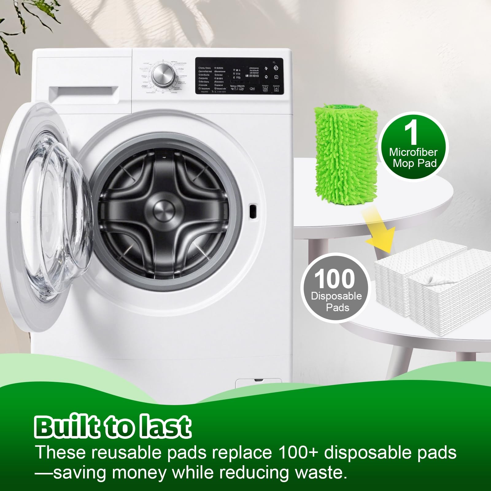 Reusable Microfiber Mop Pads with Swiffer Sweeper – 6 Pads + 1 Base Pad – Dry…