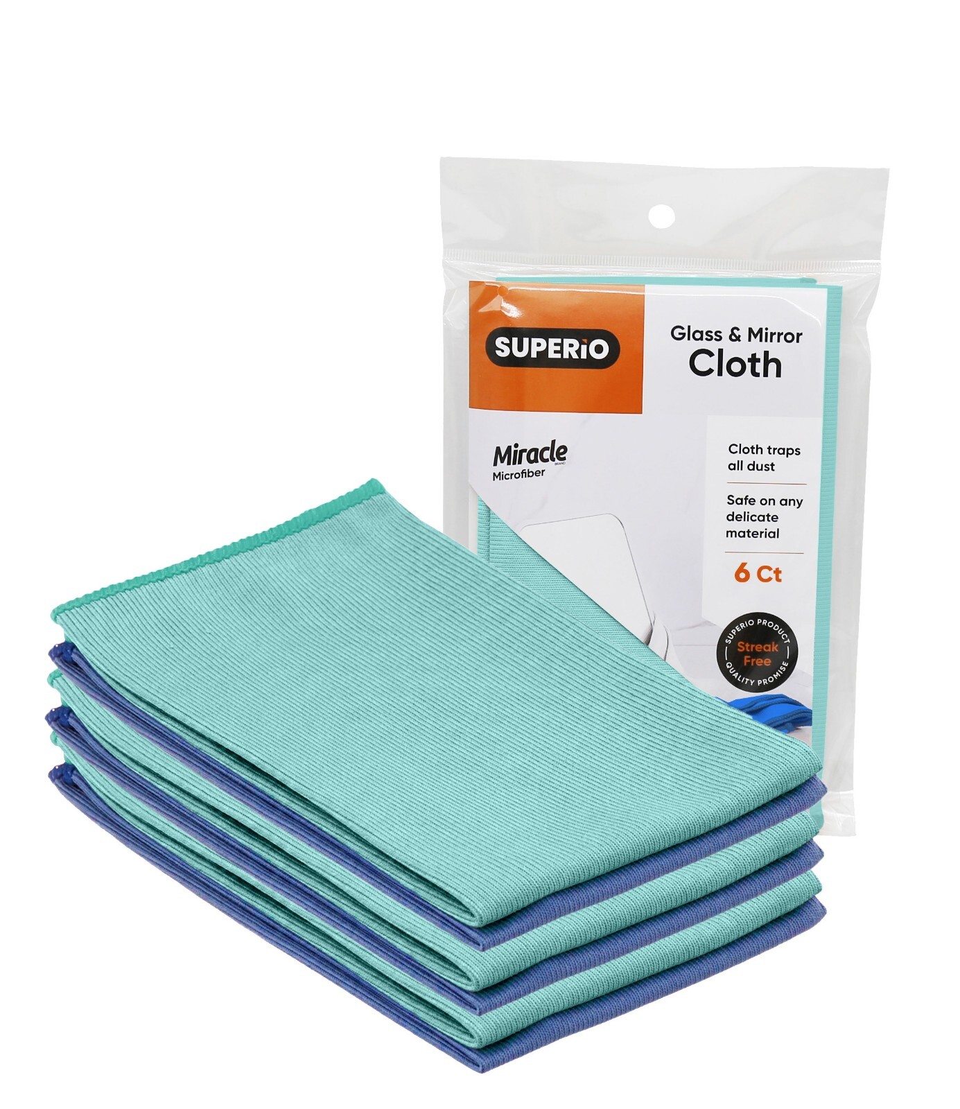 Superio Microfiber Cloth Glass Cleaning Cloth for Mirror/Window Streak Free