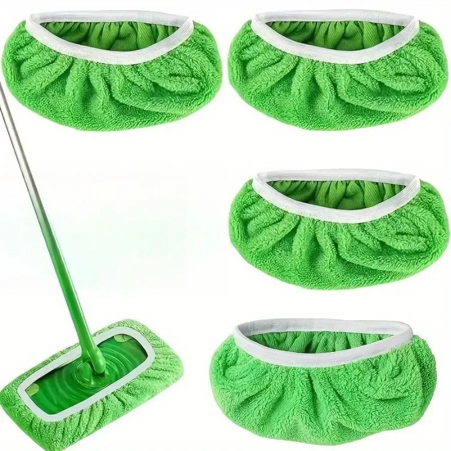 Green Mop Cloth 4 Piece Reusable Washable Household Cleaning Pads