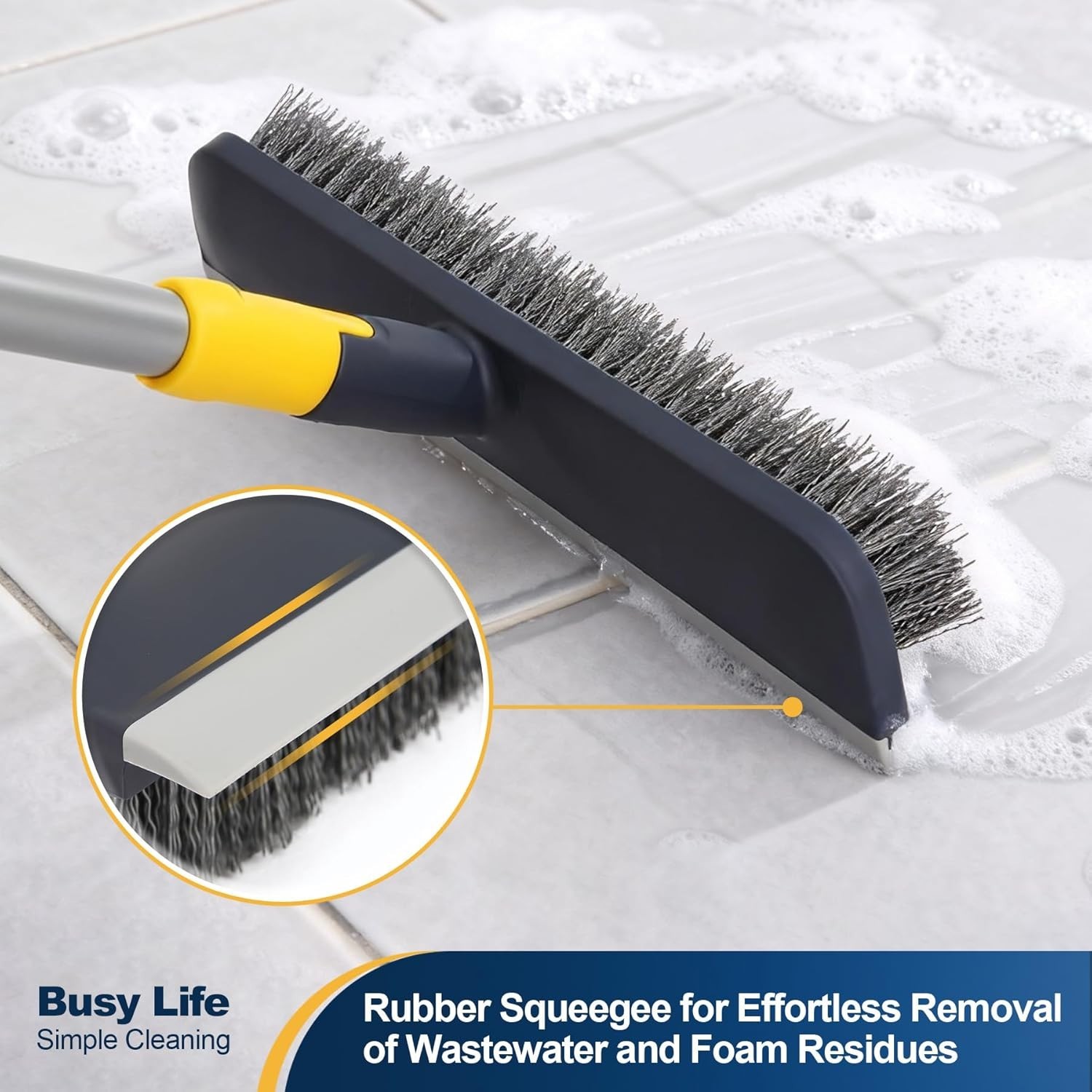 Floor Scrub Brush Telescopic Handle 2 in 1 Scrape Brush Stiff Bristle Shower …