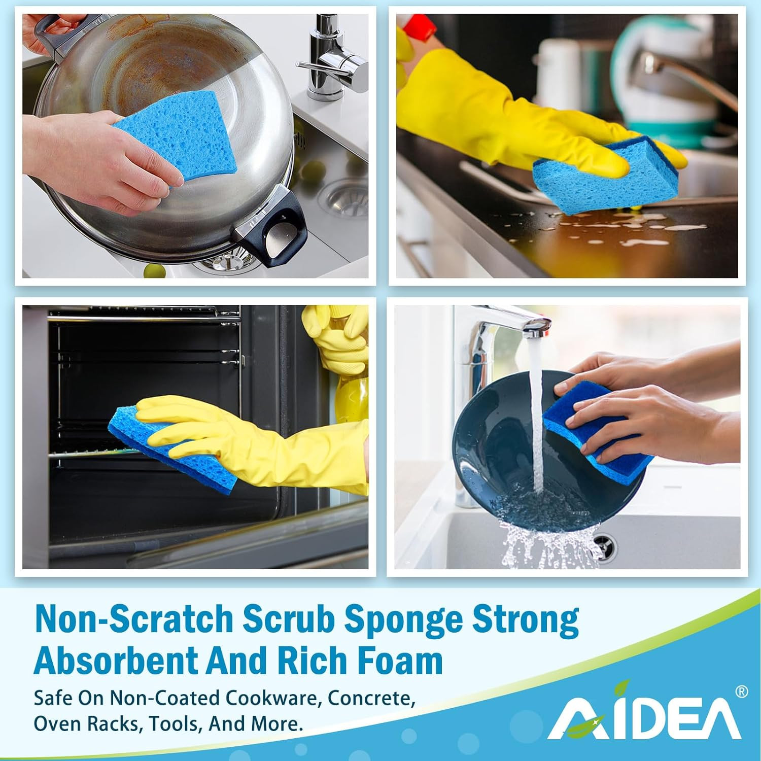 Sponges Kitchen-6Count, Non Scratch Scrub Sponge, Dish Sponges | Cleaning Sponge