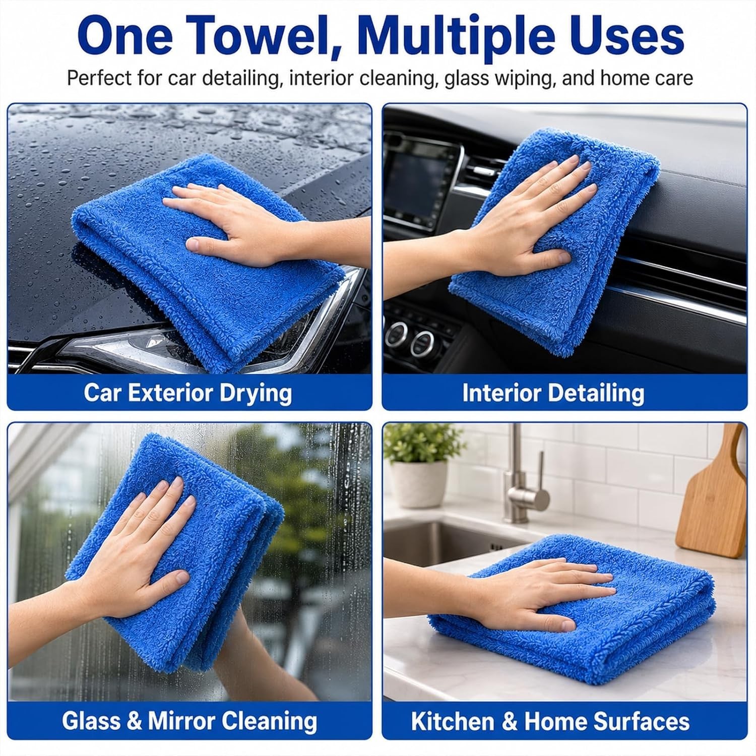 30 Pcs 16×16 Inch Dark Blue Microfiber Towels – Scratch-Free Luxury Cleaning
