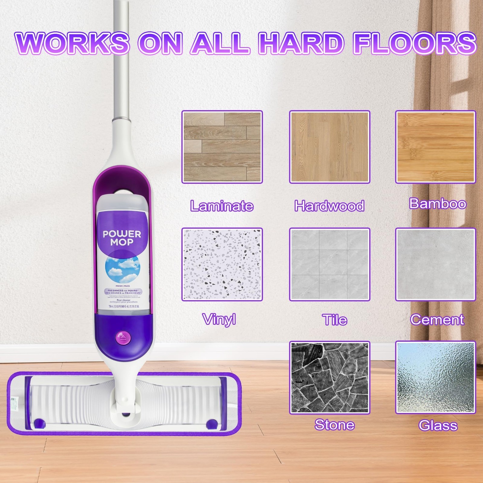 6 Pack Reusable Mop Pads for Swiffer PowerMop, Power Mop Pads 15” Microfiber Re