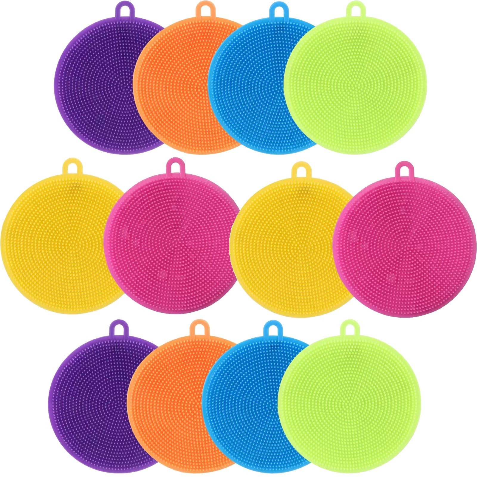 12 Pack Silicone Dish Scrubbers Reusable BPA Free Cleaning Sponges