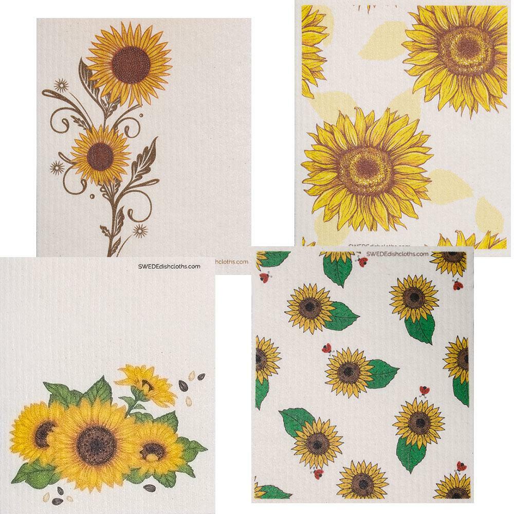 Swedish Dishcloth (Mixed Sunflowers) Set of 4 (One of each design) Paper Towel R