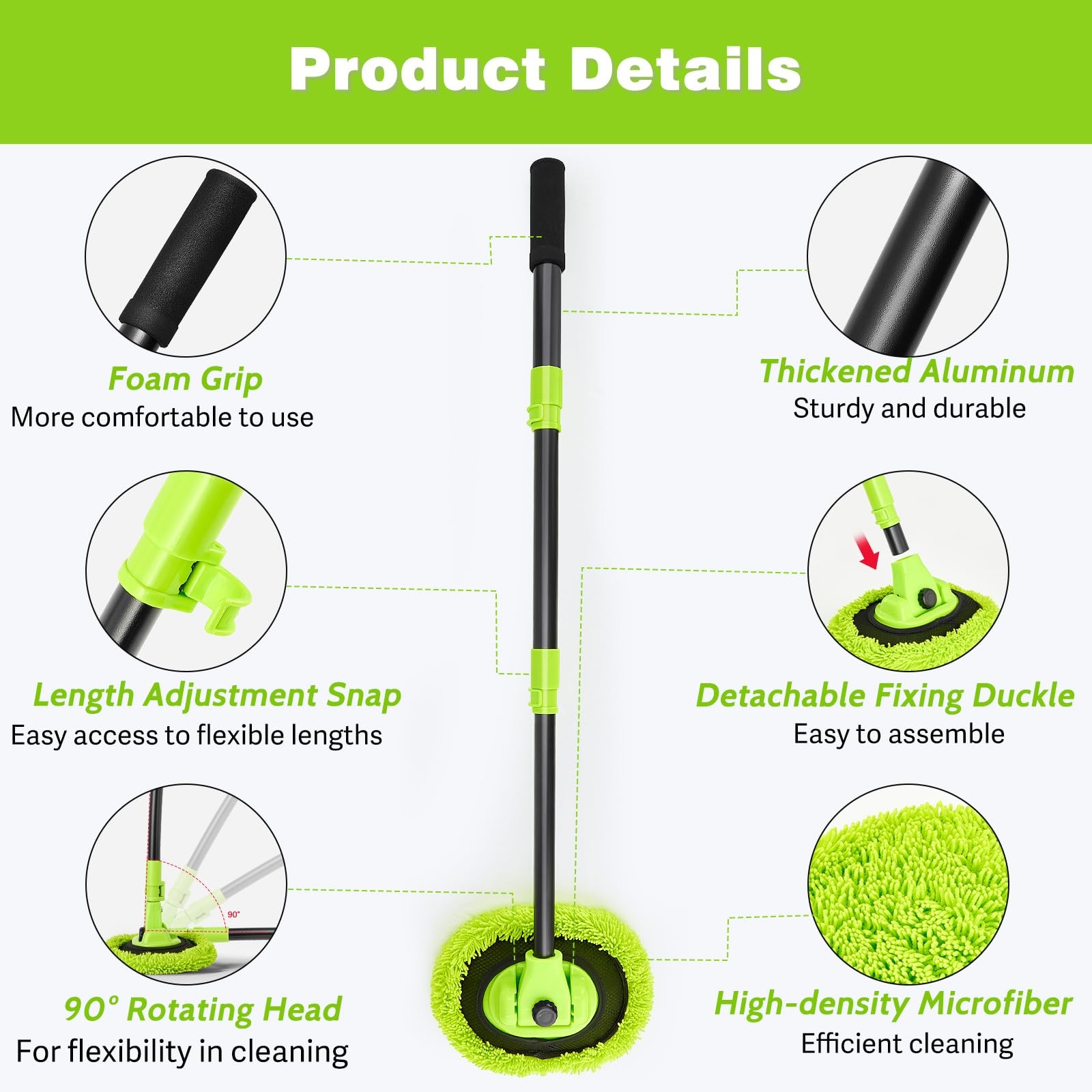 7-in-1 Car Wash Brush Kit with 15° Curved Long Handle for Cars