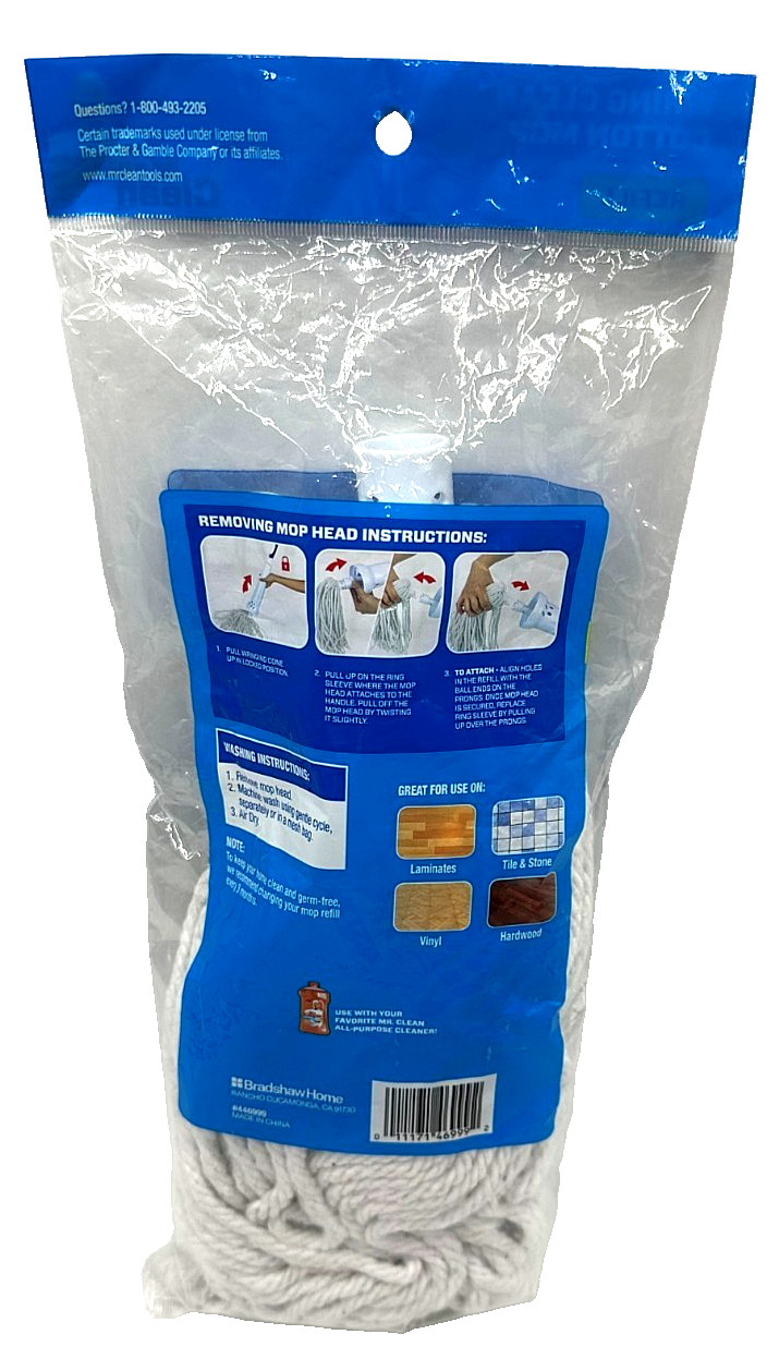 4 PACK: Mr. Clean Wring Clean Cotton Mop Head White REFILL 446999 (NEW)