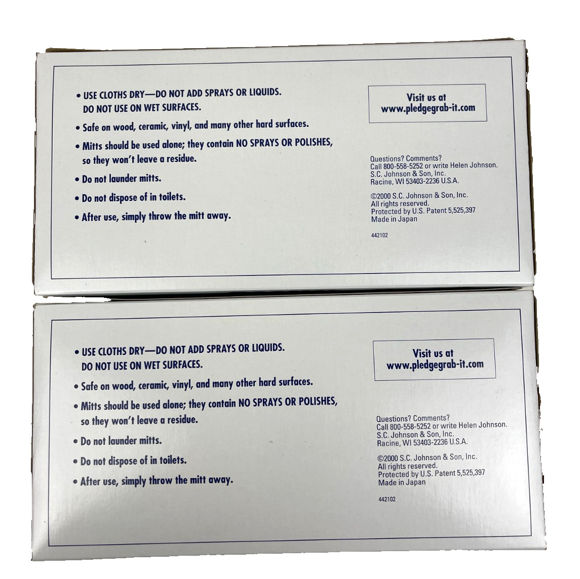 2 Pledge Grab It Disposable Mitts Dry Unscented 10ct Hand Dusting New