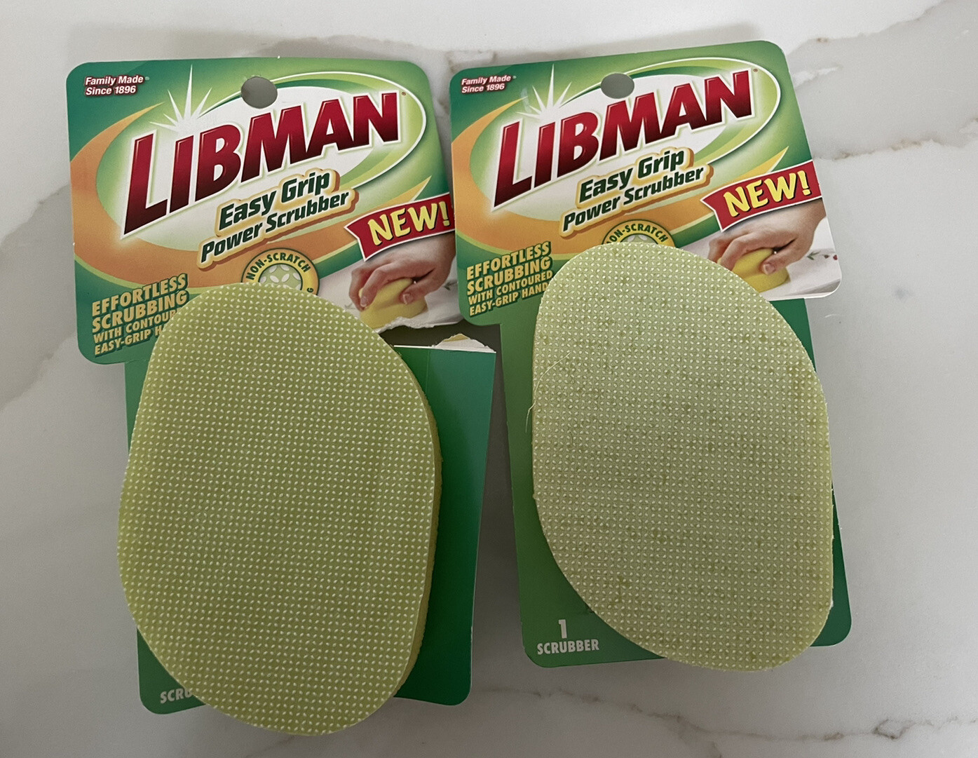 2 Pack Libman 3-3/4″ High Easy Grip Sponge Power Scrub Scrubber 2105