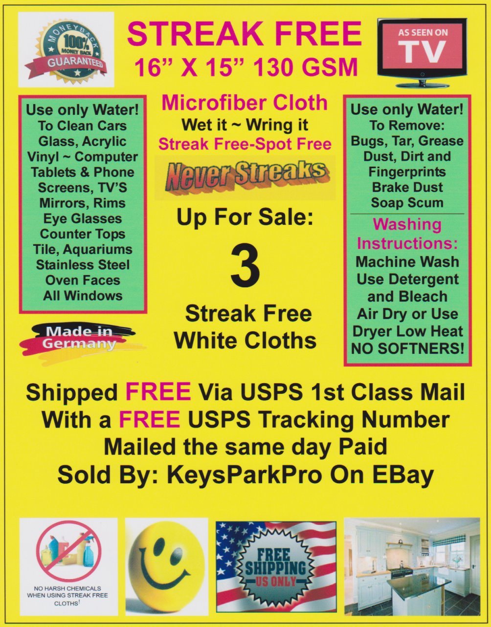 3 Streak Free MicroFiber Cleaning Cloths FREE! 1st Class Mail Made in Germany!
