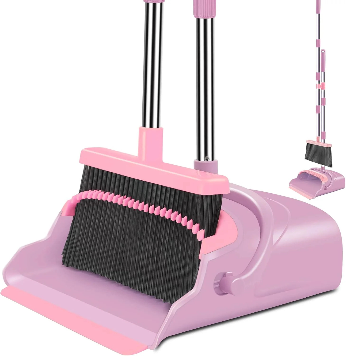 Broom and Dustpan Set for Home, Office, Indoor&Outdoor Sweeping, Stand Up Broom