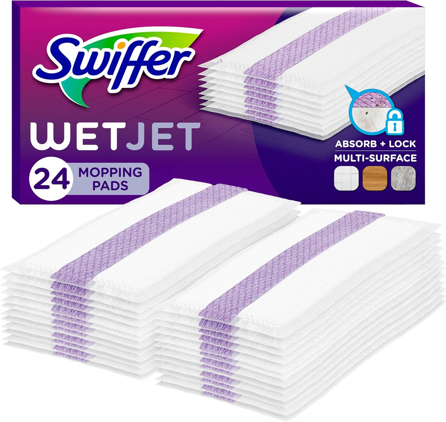 Swiffer WetJet Hardwood Floor Cleaner Spray Mop Pad 24 Count (Pack of 1)
