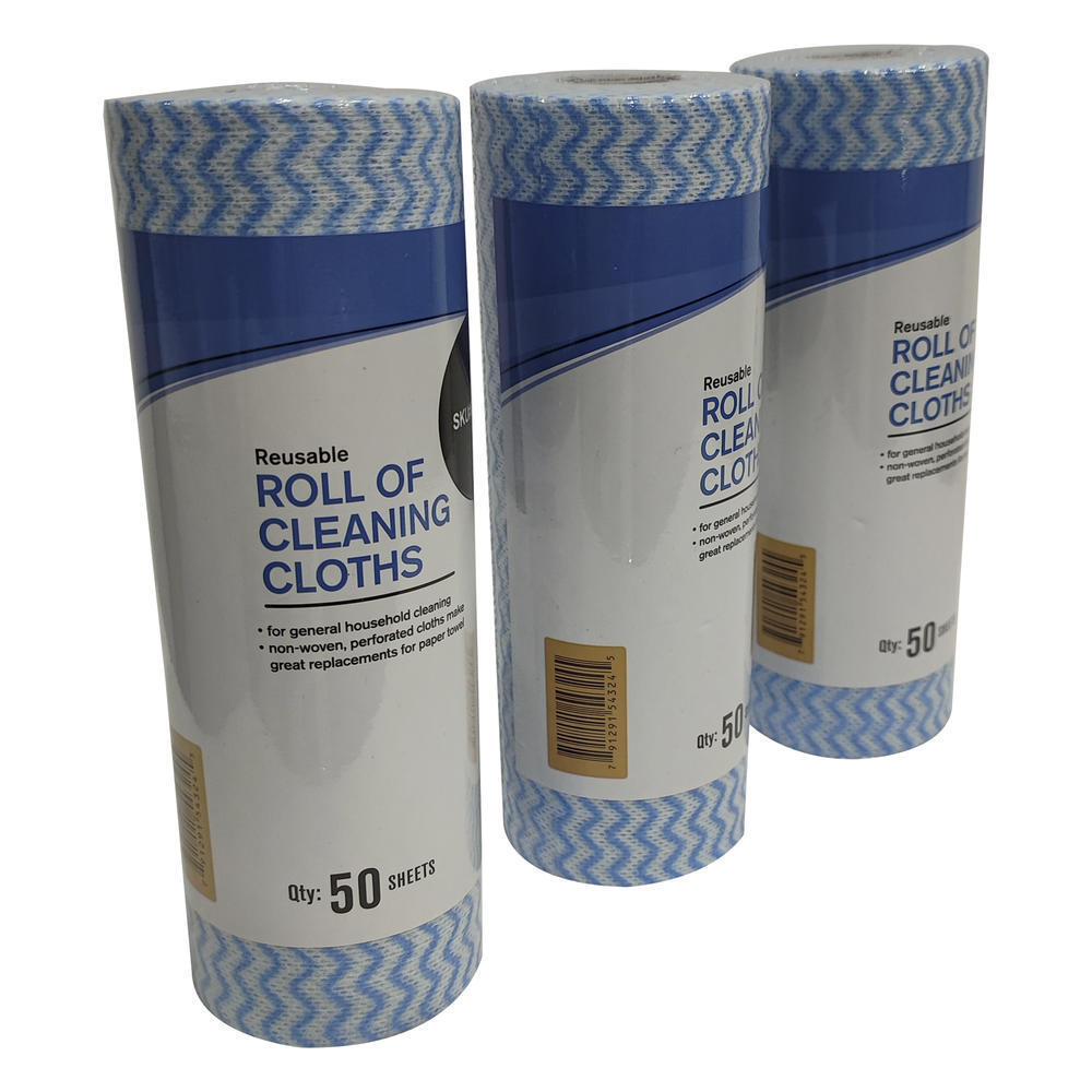 Multi-Use Cleaning Cloths – 50 Count Reusable Non-woven, Perforated Roll