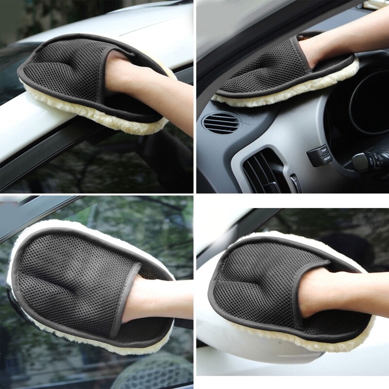 24x16cm Car Wash Mitt Microfibre Cleaning Glove Polishing Shampoo Duster Towel