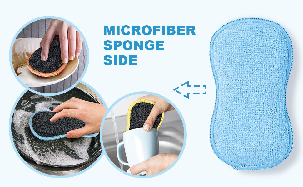 12 Pack Multi-Purpose Scrub Sponges Kitchen, Dish Sponge, Non-Scratch Microfiber