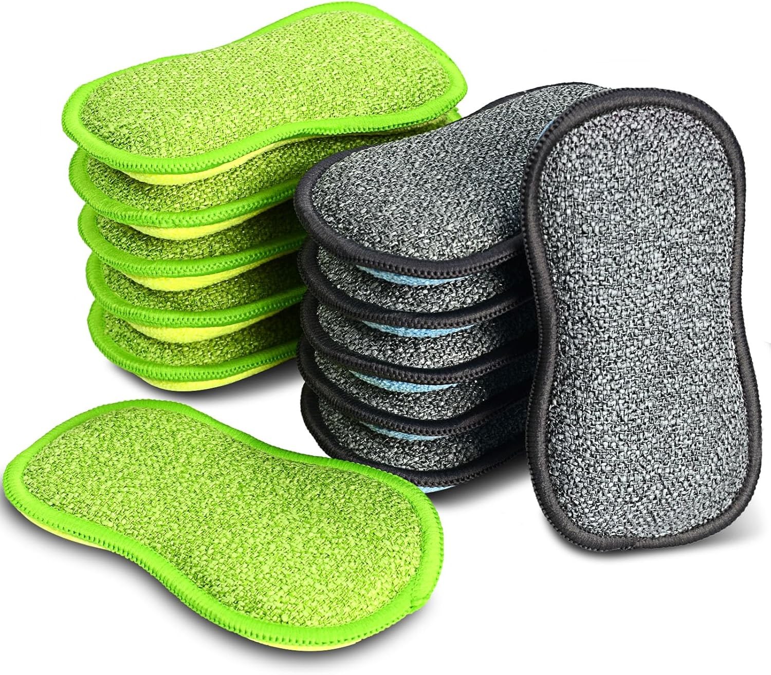12 Pack Multi-Purpose Scrub Sponges Kitchen by Non-Scratch Microfiber Sponge
