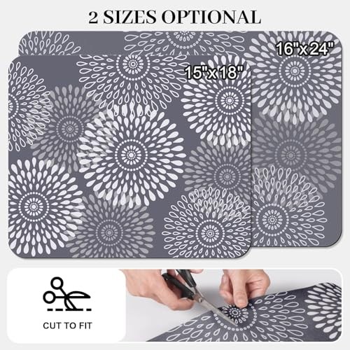 Dish Drying Mat Super Absorbent Kitchen Counter Mat Rubber 15″ x 18″ Gray