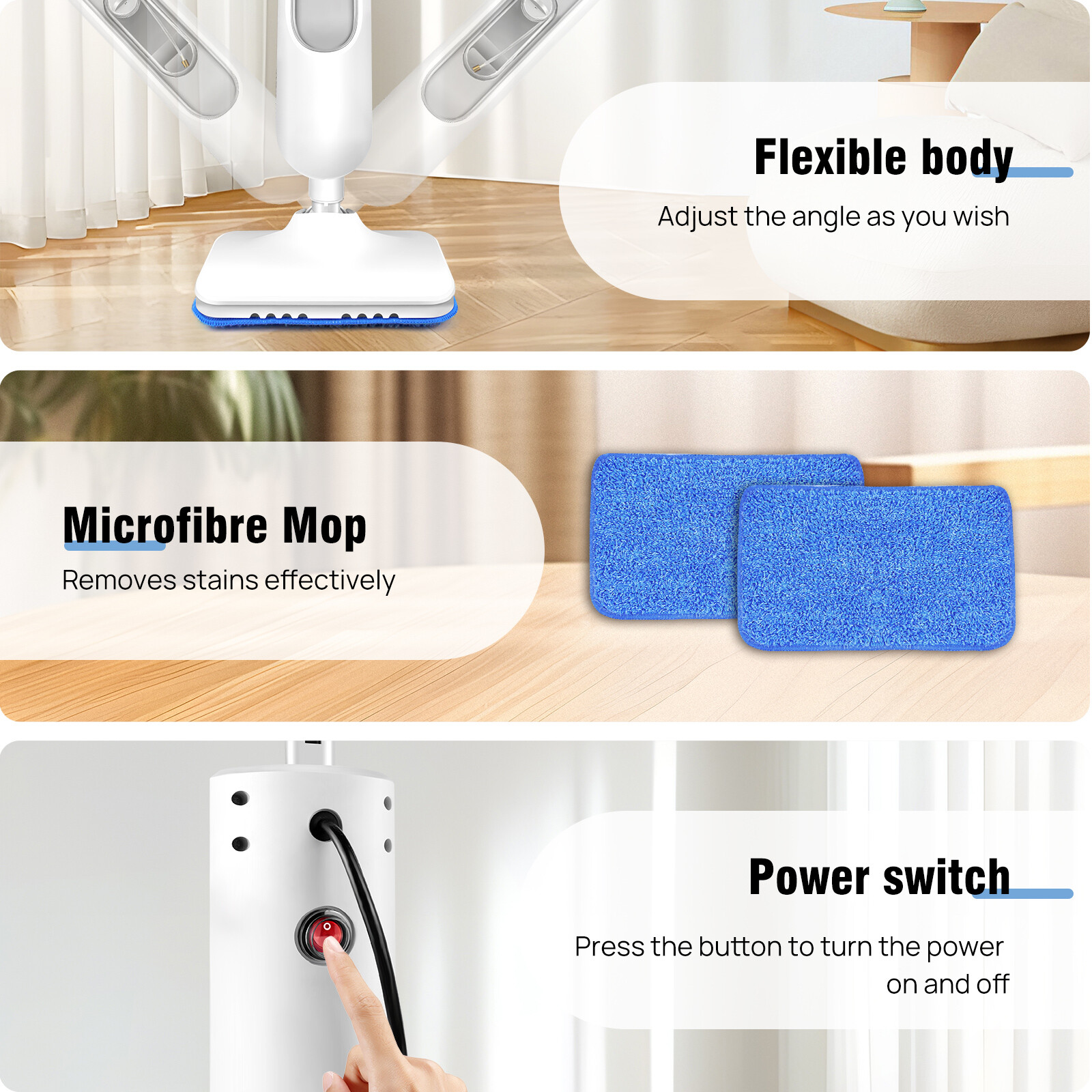 Electric Steam Mop Hand Held 10 in 1 Cleaner Steamer Floor Carpet Washer Window