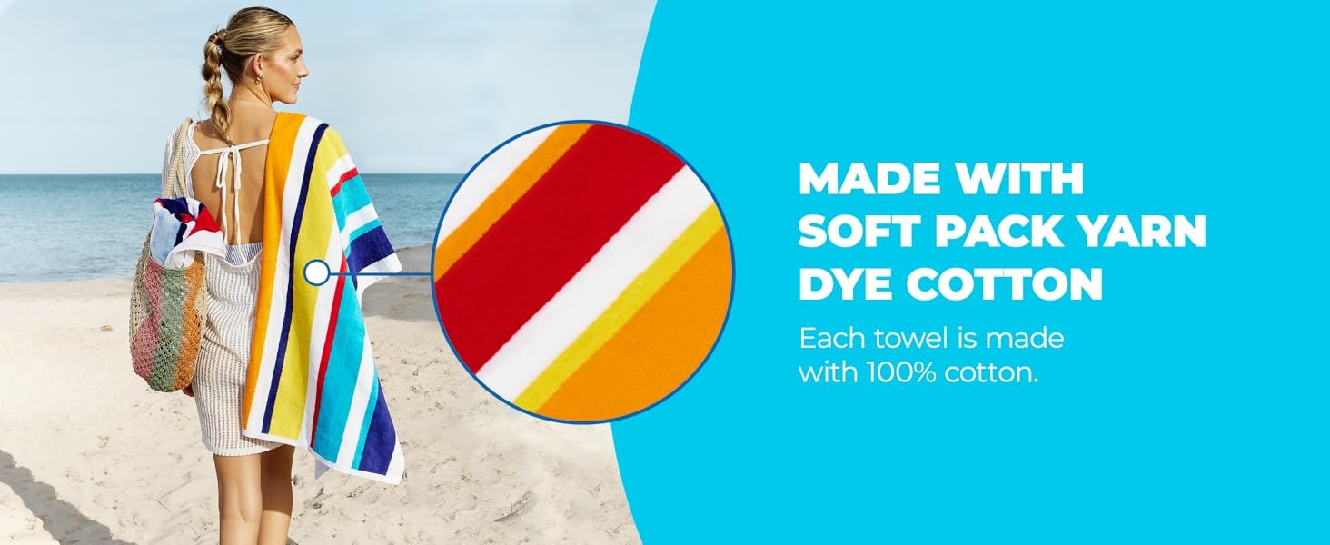Ben Kaufman Joey Velour Colored Classic Multi-Color Stripe Beach & Pool Towel –