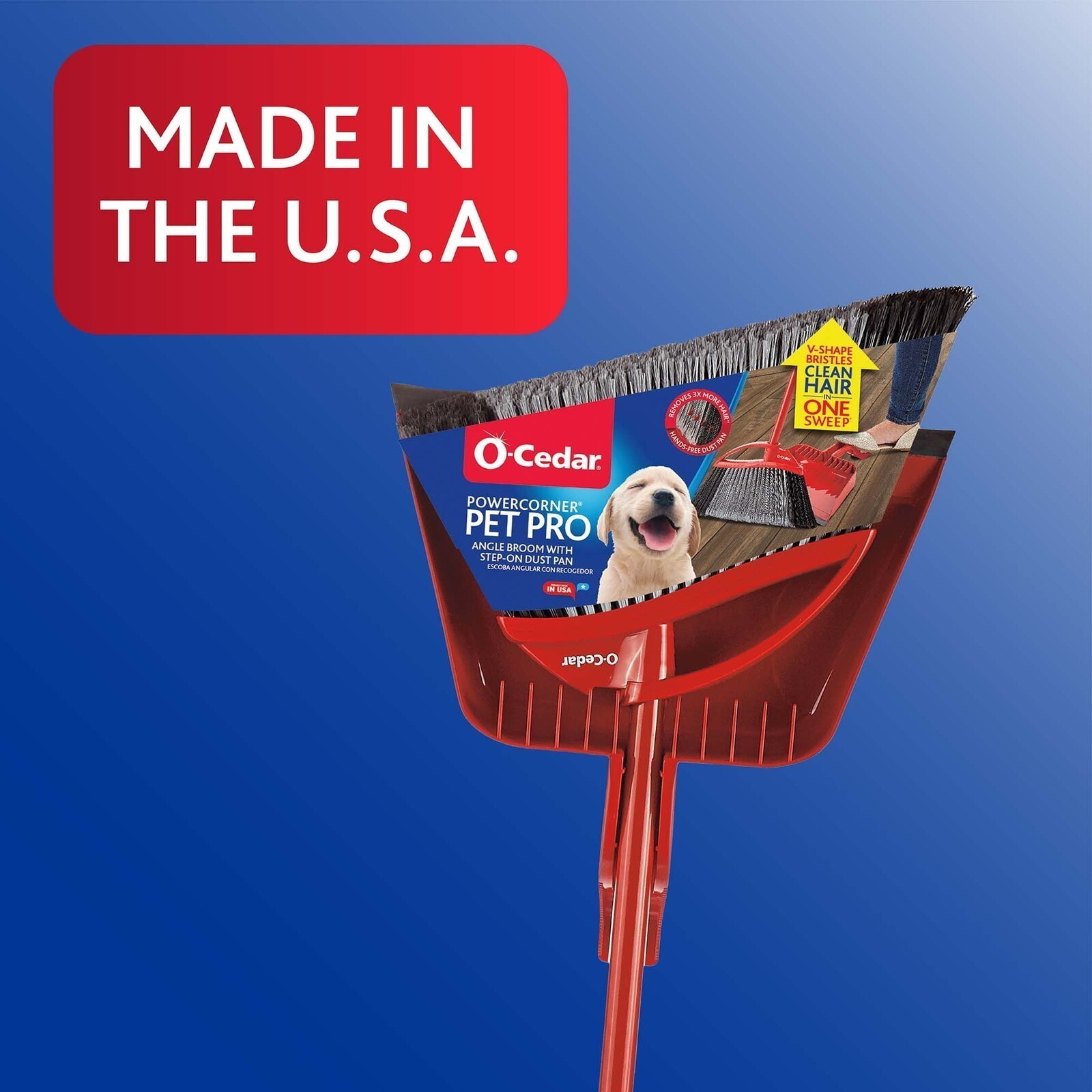 Power Corner Pet Pro Broom with Step on Dust Pan Hands-free Anti-static Home
