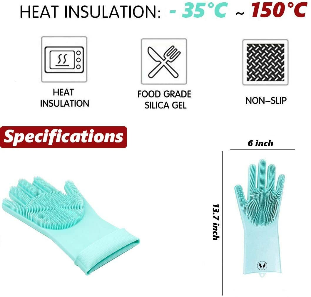 Silicone Cleaning Gloves Scrubadub Premium Magic Gloves Ribbed Washer Scrubber