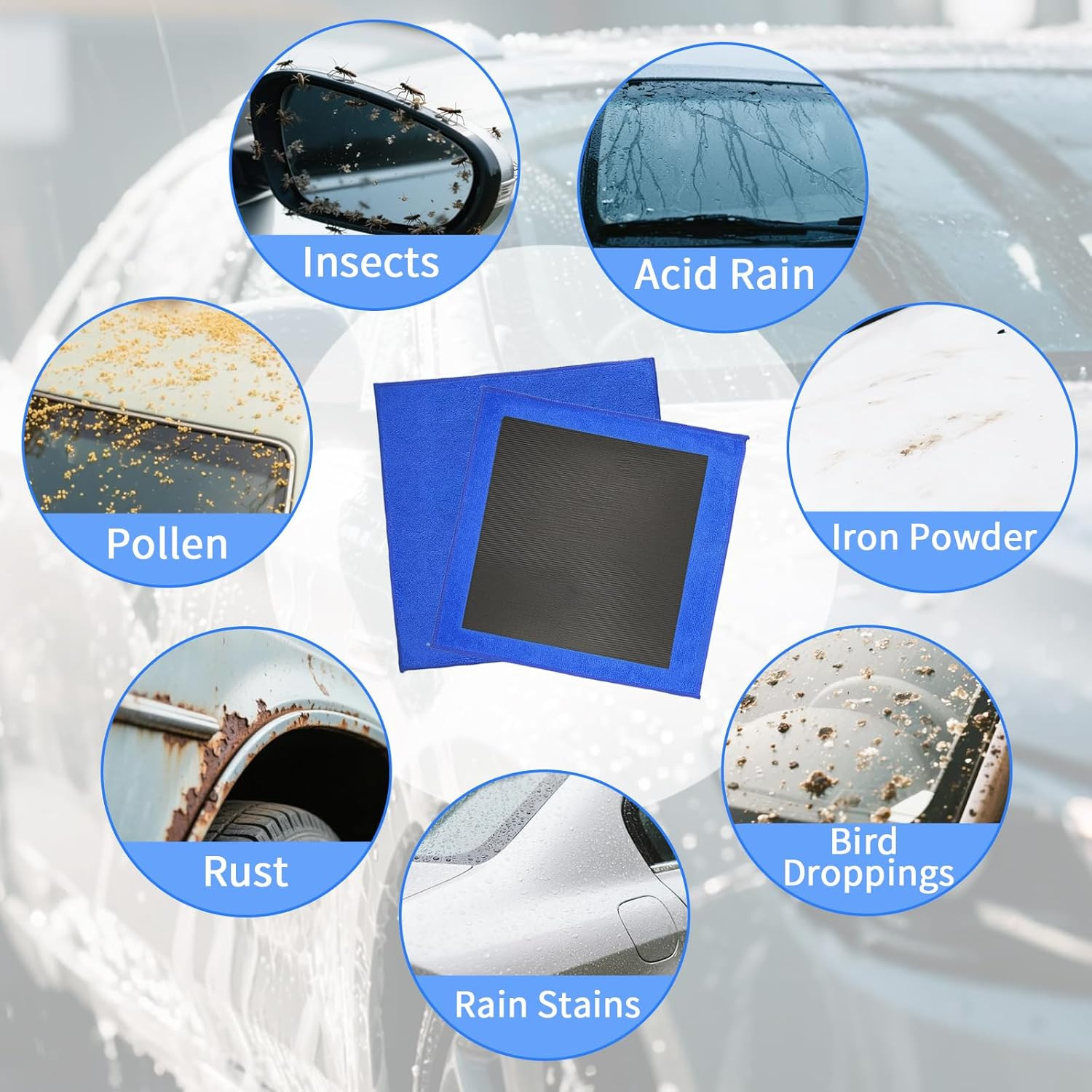 2 Pack Clay Towel Auto Detailing 12 x 12 Inch Fine Grade Clay Bar Towel for Car