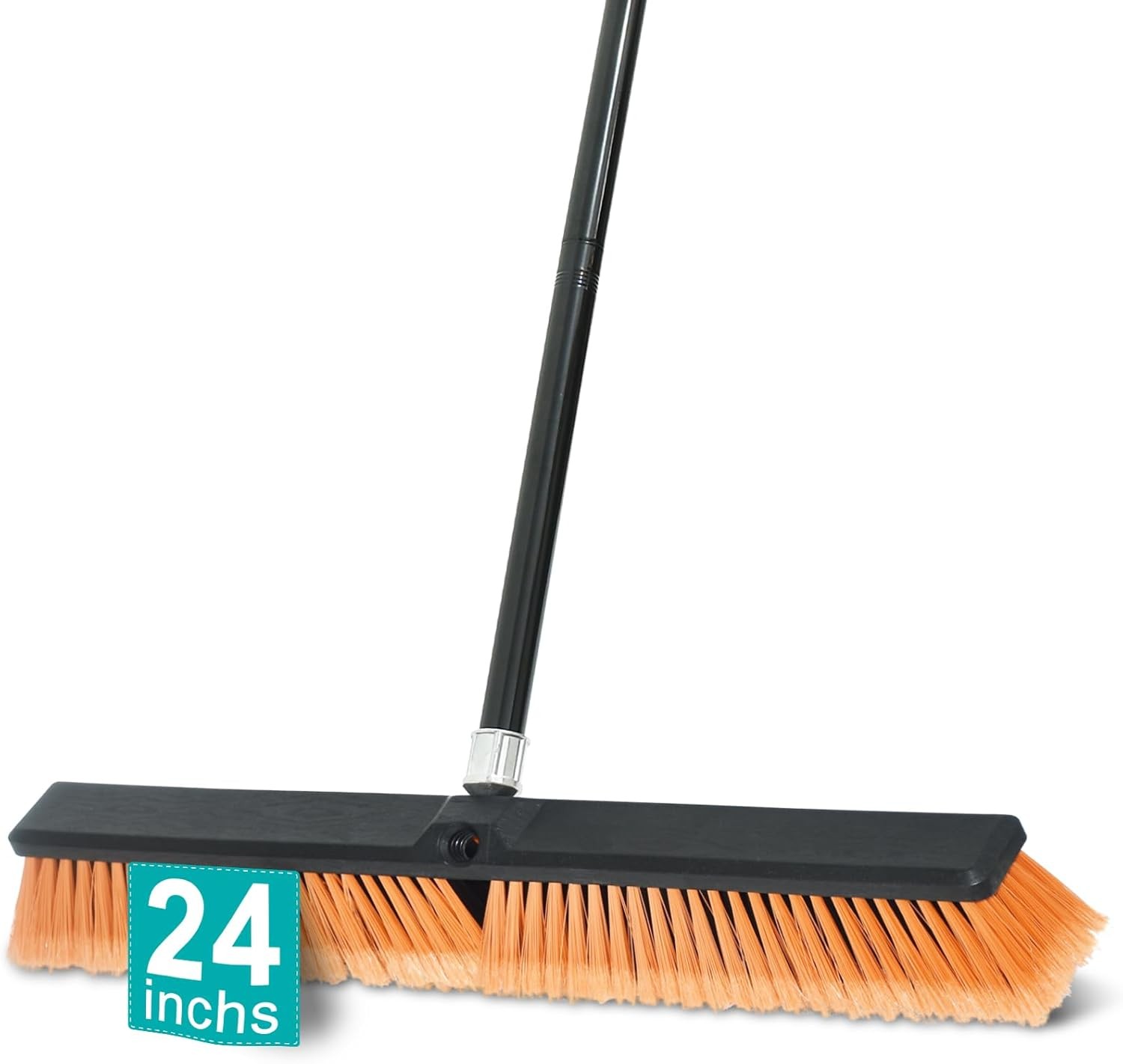 24 Inchs Push Broom Outdoor Heavy Duty, Shop Broom with 60″ Long Handle for C…