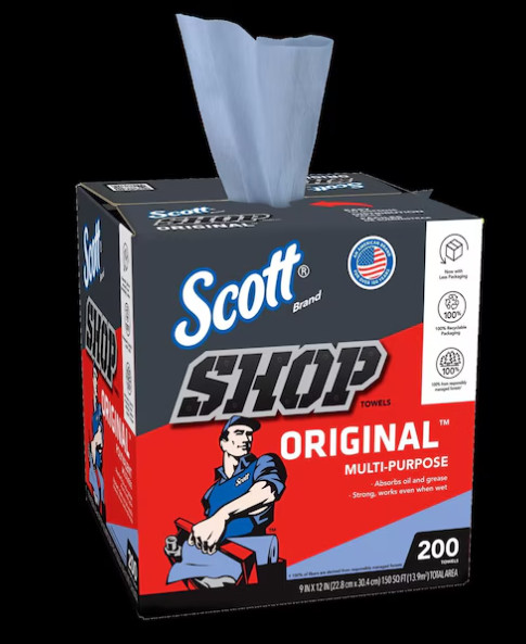 Scott Blue Pop-Up Box Shop Towels, 200/Box