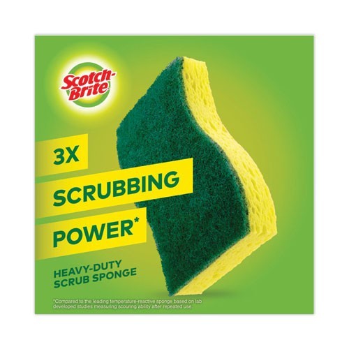 Scotch-Brite Heavy-Duty Scrub Sponge, 4.5×2.7, 0.6″ Thick, Yellow/Green, 6/Pack